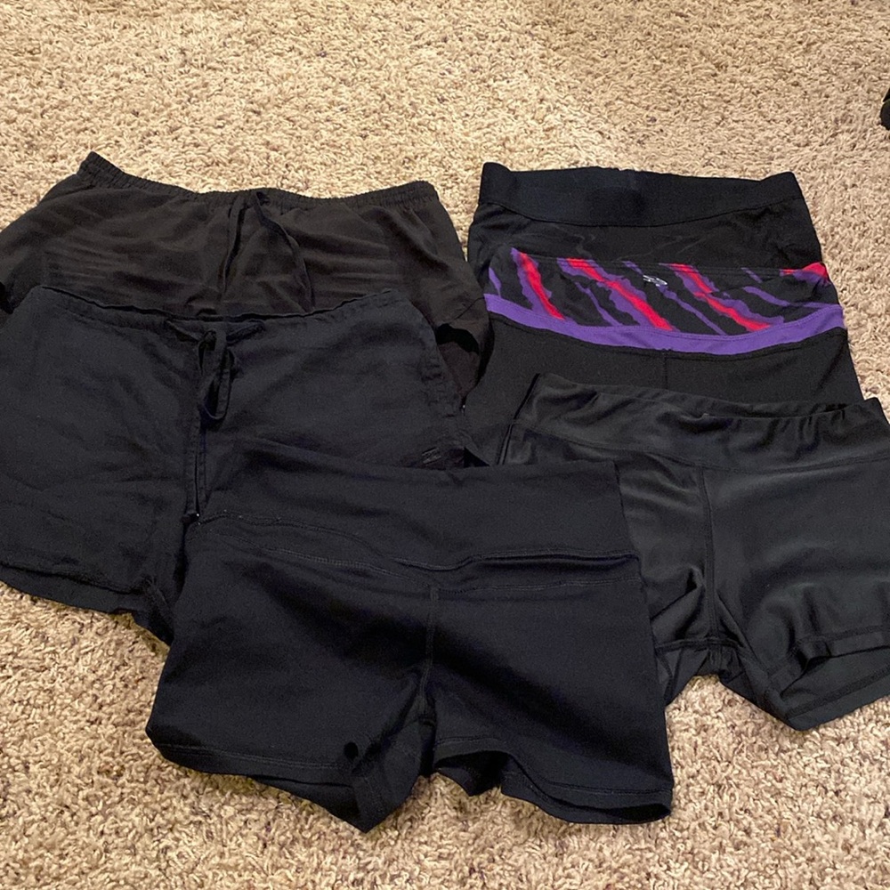 6 Pair Black Athletic/Compression Shorts Bundle - Soze XS/S